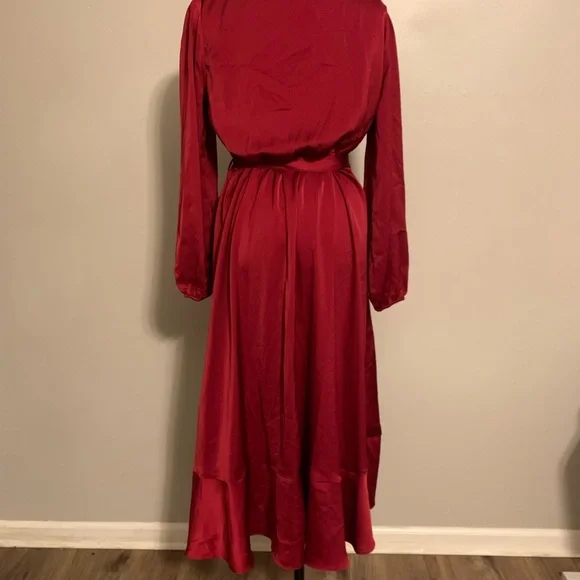 Amazon Silky Asymmetrical Hem Wrap Dress - Picture 3 of 4